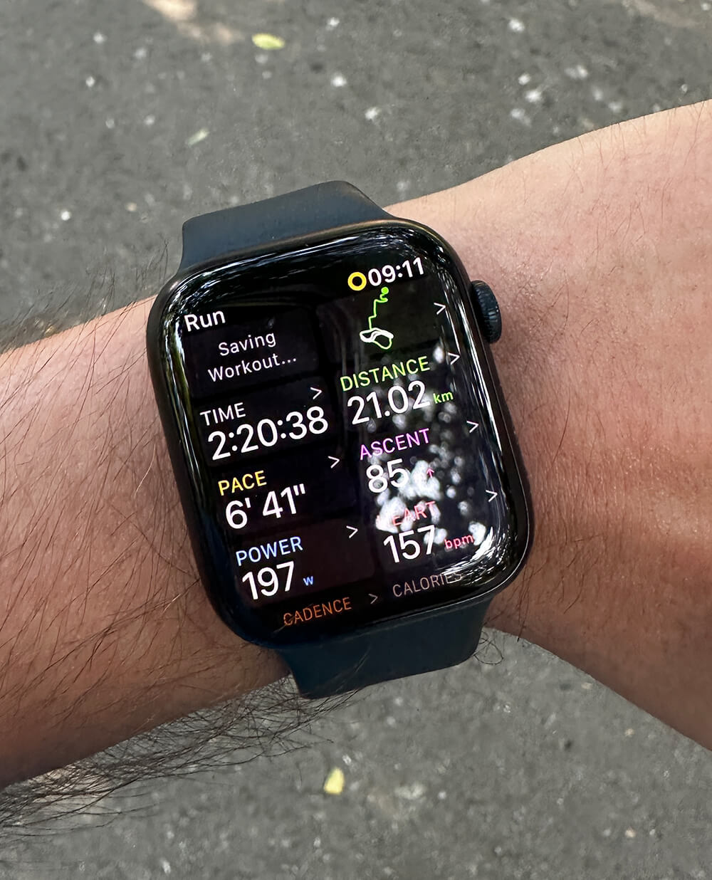 Apple Watch with 21-kilometer run distance